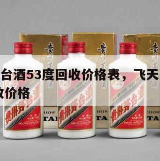 飞天茅台酒53度回收价格表，飞天茅台53度 回收价格