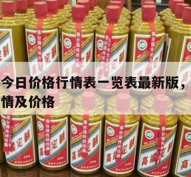 茅台酒今日价格行情表一览表最新版，茅台酒今日行情及价格