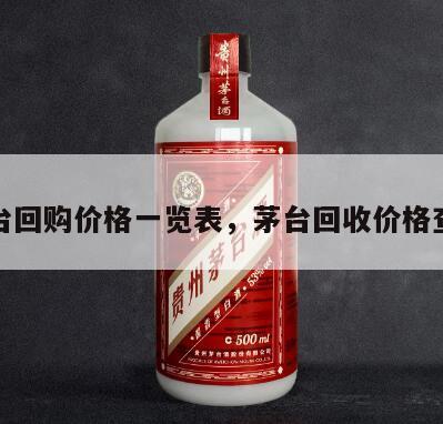 茅台回购价格一览表，茅台回收价格查询