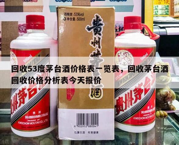 回收53度茅台酒价格表一览表，回收茅台酒回收价格分析表今天报价